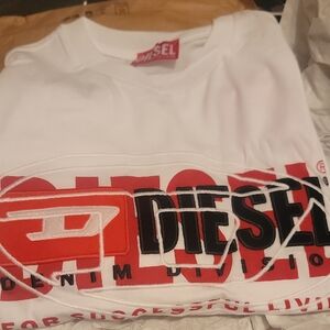 Diesel White Tee with Red and Black Logo